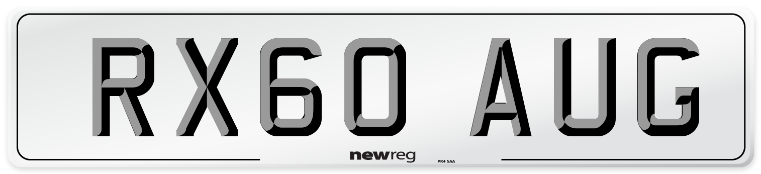 RX60 AUG Number Plate from New Reg